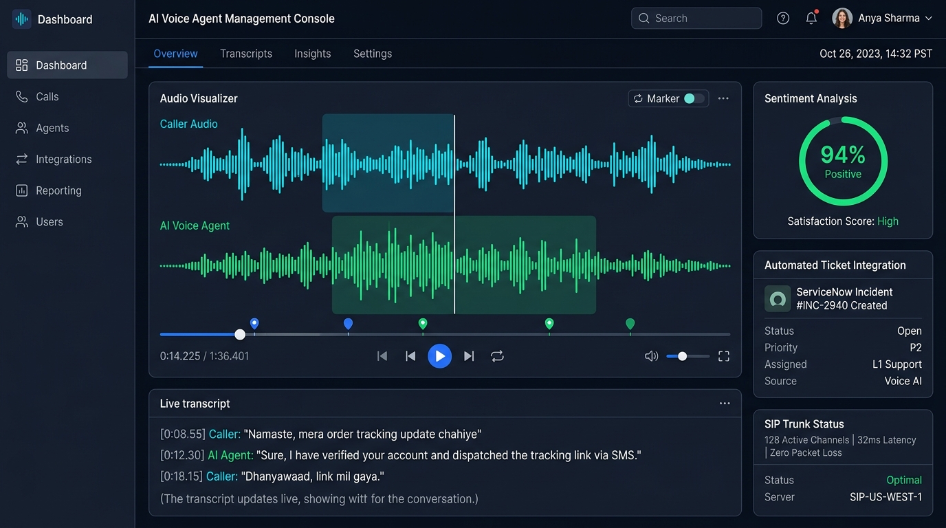 Dual-Channel Recording, Hinglish Transcripts & Sentiment Console