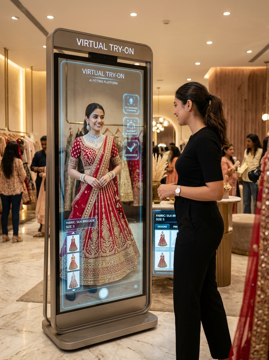 AI Virtual Try-On 4K Smart Mirror Kiosk
